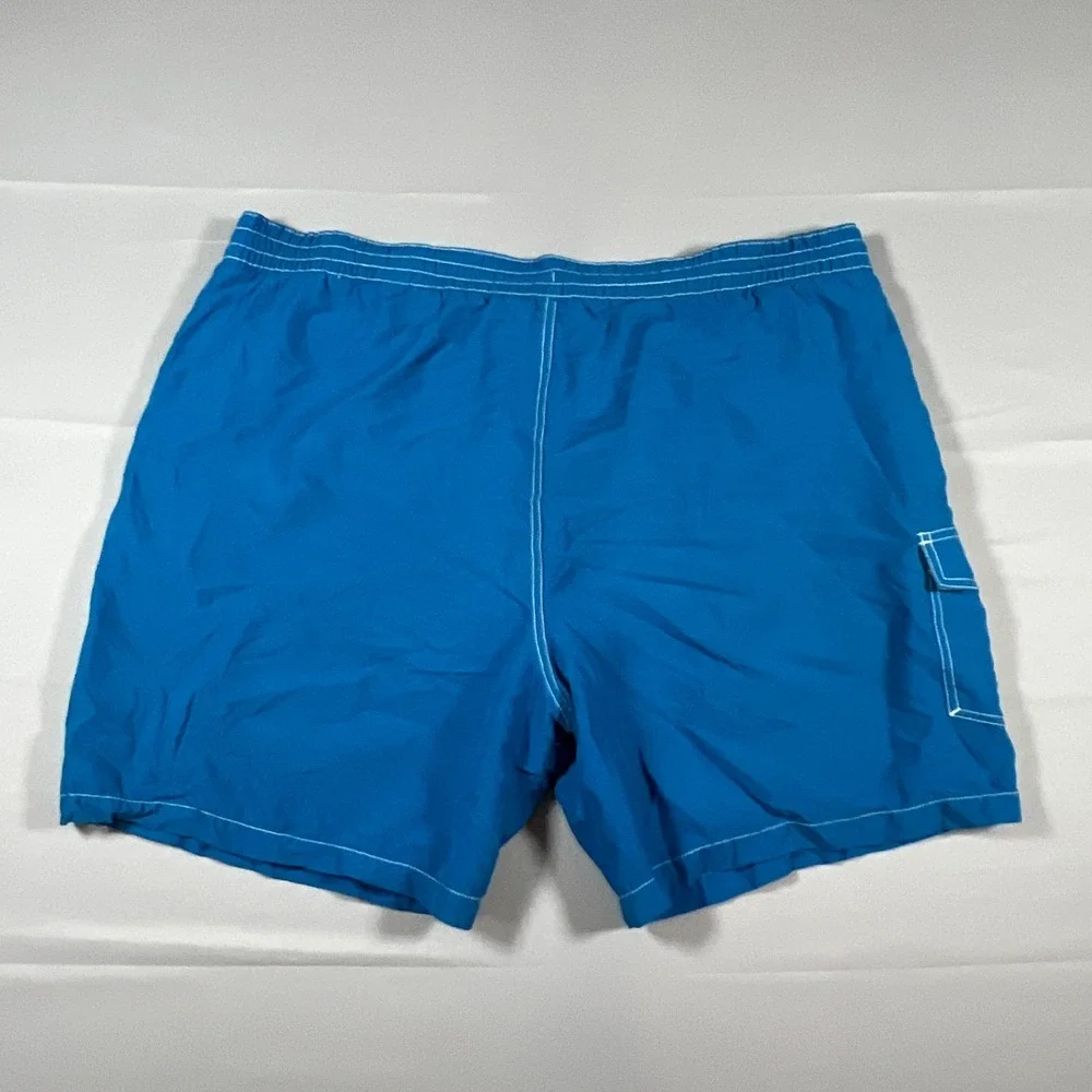 Caribbean Joe Swim Trunks Shorts Mens XL Blue Mesh Drawstring Waist Surfing